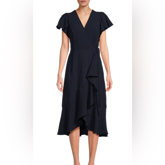 Tommy Hilfiger Dresses & Skirts - Tommy Hilfiger Navy Ruffle Midi Dress